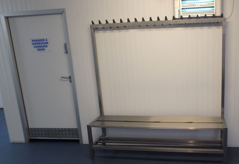 Bench with garment hooks